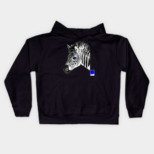 ZEBRA BLUE - white full  by COLORBLIND WorldView Kids Hoodie